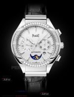 Perfect Replica Piaget Polo White Moon-Phase Dial Stainless Steel Case Watch